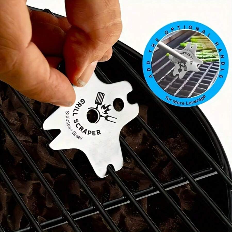 3件組不鏽鋼烤架刮刀套組，耐用刷具，適用於戶外烹飪與清潔，露營理想選擇 - A - 查看 1