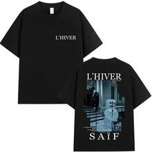Rapper L'HIVER Saif Album 2025 Graphic T-Shirt Men's Gothic Hip Hop Short Sleeve T-Shirt Vintage Cotton T-Shirt Fans Streetwear - Black - View 1