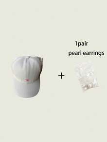 1件裝女款刺繡愛心馬尾孔頂開式棒球帽，開頂棒球帽，女用海灘配件，夏季百搭遮陽帽 - 彩色 - 查看 17