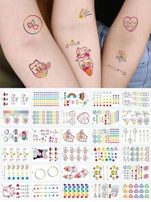 30 Sheets Combo Pack,Temporary Tattoo Stickers Colorful Cute Mixed Small Patterns Tattoo Set Waterproof Long Lasting Fake Tattoos For Women Girl, Cute Designs For Arm Forearm Chest Back, Festival Party Daily Wear - Multicolor - View 8