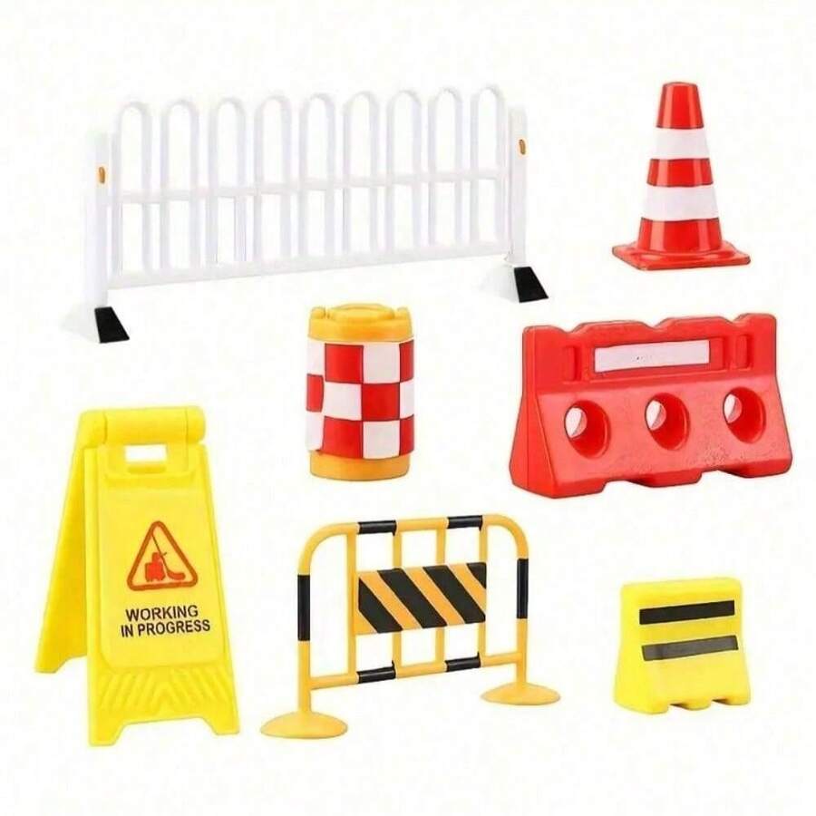 9 pièces Mini Modèle de Panneau de Signalisation Réaliste en Résine, Peint avec Précision, Résistant à la Décoloration, Convient pour les Figurines de 5/9/12cm, Décoration de Scène de Maison de Poupée Miniature de Rue DIY - A - Voir 1
