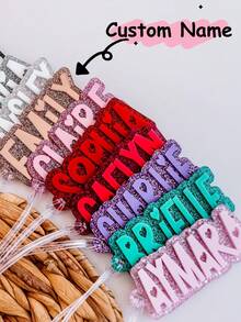 Label Nama Ransel Berkilau | Gantungan Kunci Ransel Berkilau | Gantungan Kunci Nama | Label Nama yang Dipersonalisasi | Label Tas Popok | Label Kotak Bekal | Label Anak-Anak - Aksesoris Tas Berkilau - View 1