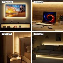 Lampu Strip LED dengan Saklar Tombol USB, Tegangan 5V, Cahaya Putih Hangat, Fleksibel, Ditenagai USB dengan Tombol Saklar Terintegrasi, Dapat Dipotong, Cocok untuk Ruang Tamu, Kamar Tidur, Dapur, Lemari, Pintu Masuk, Langit-langit, Dekorasi Kamar Tidur, Dekorasi Ruang Bermain untuk Meningkatkan Suasana - Putih - View 6