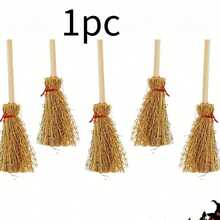 1/10/15pc Mini Witch Broom Decorations Tiny Straw Wizard Broom Props For Halloween Cupcake Topper&Doll Accessory Broom Ornaments For Halloween Table Layout&Party DIY Crafts,Halloween,Halloween Decor,Home Decor,Room Decor,Fall Home Decor,Kitchen Decor - Multicolor - View 12