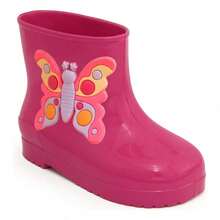 Galocha Infantil Menina Cano Médio Borboleta Chuva Leve - Pink - Visão 5
