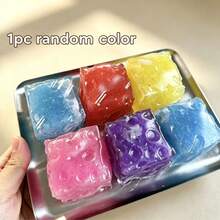 1pc Mini Ice Cube Squishy Toy, Crunchy ASMR Sensory Stress Relief Toy, Soft Jelly Texture Shapeable Stress Ball, Slow Rebound Handmade Squeeze Toy, Cute Desktop Anxiety Relief Gadget, Suitable For Adults, Office Relaxation Gift - Multicolor - View 2