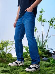 CAMEL CROWN Men's Outdoor Straight Leg Jeans, Spring/Summer Men's Washed Loose Casual Pants - Medium Blue - View 1