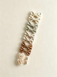 10-Piece Set Of Adorable Bow Hair Clips, Cute Plaid And Polka Dot Hair Clips, Handmade Fabric Children's Bow Hair Clips, Children's Hair Clips - Multicolor - View 5