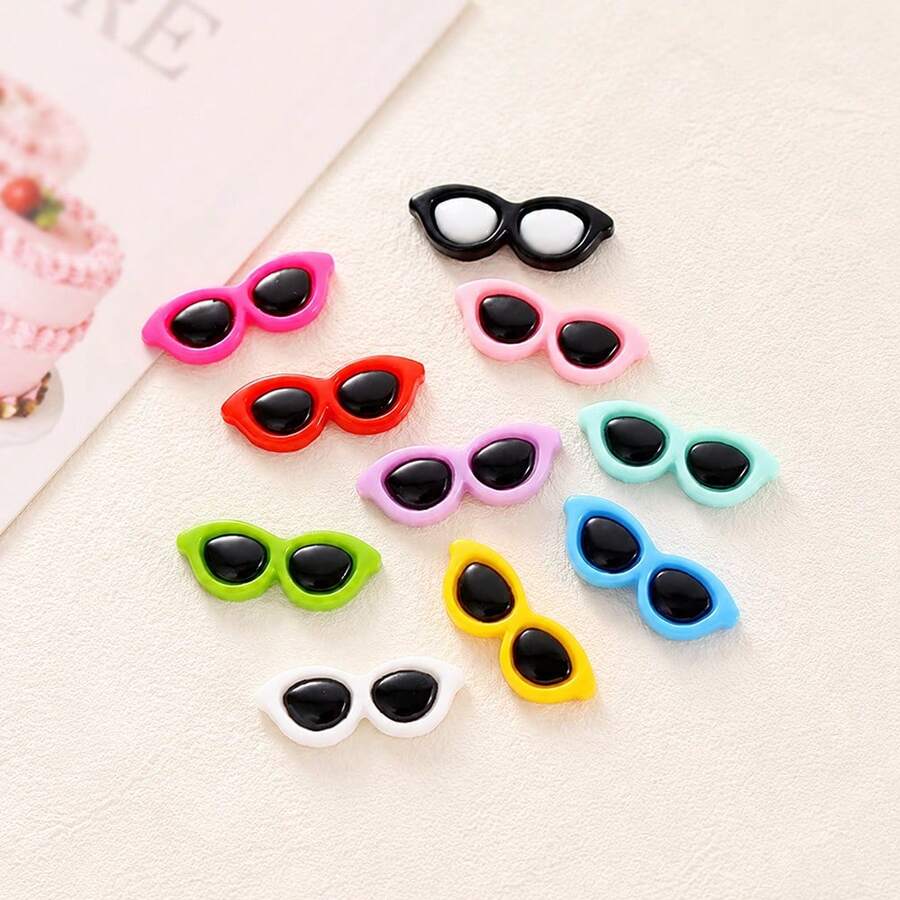 10/30pcs Assorted Color Cartoon Eye Resin Craft Decor Accessories For DIY Phone Case, Hair Clips, Fridge Magnets, Earrings, Pendant - Mixed Colors - View 1