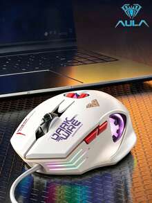 AULA S55 Wired Gaming Mouse Mechanical Style Ergonomic Design 7200DPI Breathing Light RGB Gaming Grade Computer Mouse Laptop Mac Original AULA Wired Mouse - View 1