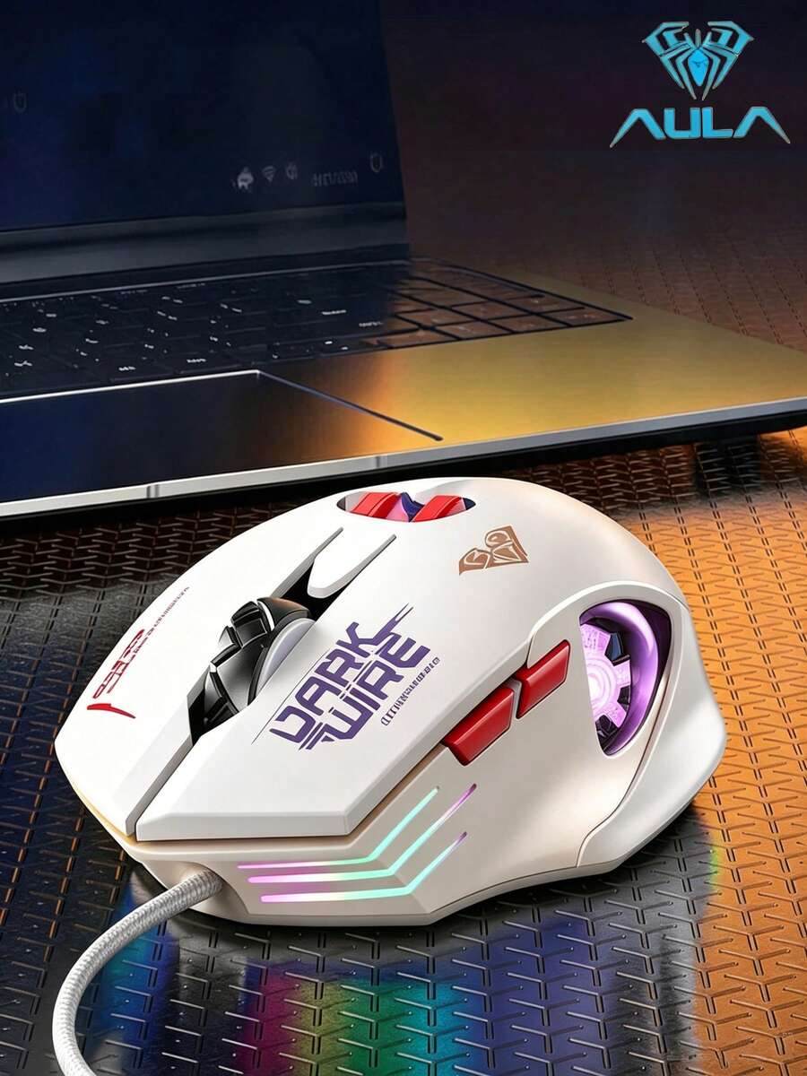 AULA S55 Wired Gaming Mouse Mechanical Style Ergonomic Design 7200DPI Breathing Light RGB Gaming Grade Computer Mouse Laptop Mac Original AULA Wired Mouse - View 1