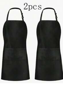 1pc Adjustable Halter Neck Apron With Pocket Design - Unisex Professional Apron, Stain-Resistant, Suitable For Kitchen, Bathroom, Home And Other Scenes, Essential Practical Accessory For Home Living - Black - View 8
