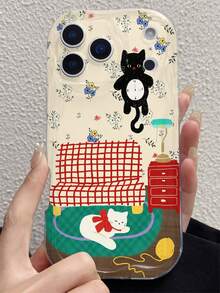 Katzen  Phone Case, Handyhülle Mit Blume Muster, Personalisiert Handyhülle, Creamy Smooth Texture, Wave Buffer Shock Absorption, Shockproof, Lightweight Anti Collision, For IPhone 11 Pro Max/12/12 Pro/12 Pro Max/13/13 Pro/13 Pro Max/14/14 Plus/14 Pro/14 Pro Max/15/15 Plus/15 Pro/15 Pro Max/16/16 Plus/16 Pro/16 Pro Max/X/XS/XS Max/17/17 Pro/17 Pro Max/Air - Multicolor - View 5