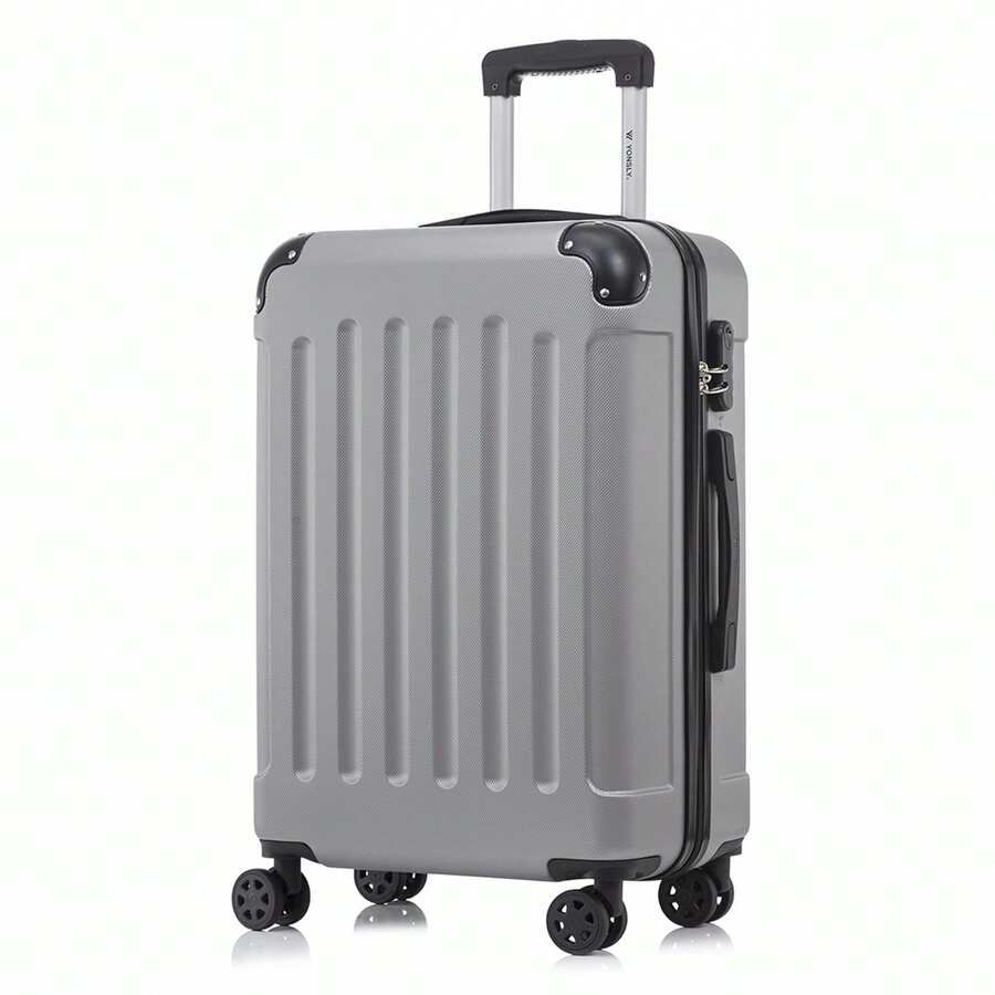 YONSLY Hard Shell Suitcase 16/20/24/28 Inches With 4 360° Wheels Sturdy Double Zipper Combination Lock Mesh Pocket Soft Rubber Handle Travel Suitcase - 淺灰色 - 查看 1