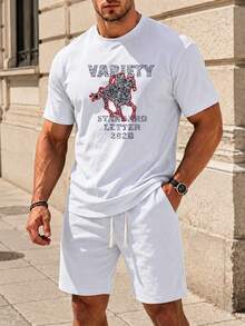 Men Street Style Print T-Shirt Casual Cotton Short Sleeve Tee - 白色 - 查看 1