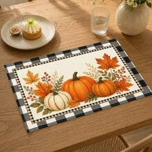 1pc Pumpkin Pattern Placemat, Breakfast Mat, Coffee Mat, Coaster, Bowl & Plate Mat, Home Kitchen Decor Accessory, Easy To Clean, Suitable For Home, Restaurant, Restaurant Decor, Holiday Gift, Gift For Friends, Multi-Piece Set - Multicolor - View 2