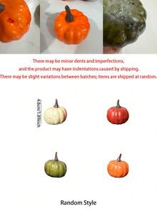 8pcs Artificial Mini Pumpkin Set With Autumn Leaves, Fall Harvest Home Decor Pumpkin Set, Suitable For Home, Wedding, Autumn Tabletop Arrangement, Halloween, Thanksgiving - A - View 9