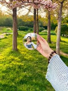 2/1pc Travel Photography Essential - Small Round Mirror For Photography, Available In Large And Small Sizes. It Uses A Convex Lens To Achieve Wide-Angle Shots, Making It A Must-Have Travel Gift For Friends, Selfie Accessory And Portable Equipment - Multicolor - View 3