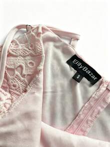 Eilly Bazar 提花蕾絲吊帶連衣裙 - 淺粉色 - 查看 8