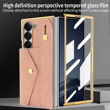 VIETAO 腕帶卡槽式電鍍人造皮革手機殼，適用於 Galaxy Z Fold 4 5 6 7 Fold7，時尚手機保護殼 - 粉色 - 查看 8