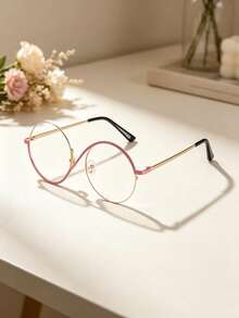 1pc/2pcs Women's S Half-Frame Exquisite Personalized Fashion Accessory, Charming Elegant Clear Lens Glasses, Suitable For School, Party, Dance And Daily Wear, Valentine's Day Gift - Clear - View 8