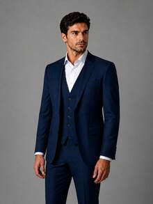 Slim Fit 3 Piece Suit – Sophistication With Stylish Vest - Navy Blue - View 1