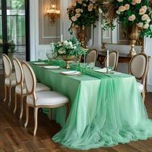 1pc Romantic 393 Inch Mint Green Tulle Draped Fabric, Long Solid Color Sheer Curtain, Multi-Functional Party Backdrop Tulle, Suitable For Wedding Arch, Home Decor Wedding Arch Draping Fabric Backdrop, Birthday Wedding Party Hall Background Decoration Material Ceremony Backdrop - Green - View 6