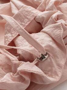 Long Sleeve Stand Collar Pleated Nylon Jacket Pink - Pink - View 4