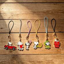 5 piezas Llavero de estilo de dibujos animados Snoopy, cordón para teléfono, correa para llaves, decoración de bolsa, colgante lindo, pequeño regalo para amigos - 5 piezas-2 - View 7