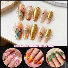 25 Pieces Nail Art Tool Set, Including Nail Art Brushes, Dotting Pens, Nail Practice Stands And Auxiliary Tools, Complete Manicure Supplies For Creating Various Nail Designs - Multicolor - View 7