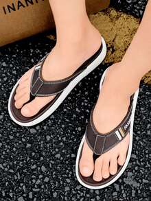 男士夾腳拖鞋 2026新款舒適沙灘拖鞋 室內浴室涼鞋 戶外輕量拖鞋 - 棕色 - 查看 4