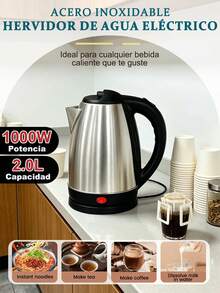 Hervidor De Agua Acero Inoxidable de 2L 1000 W - Plateado - Ver 1