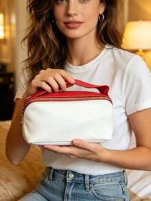 Fashionable Portable Cosmetic Storage Bag, Dust-Proof Lightweight Toiletry Bag, Suitable For Daily Carry And Travel, Exquisite Gift For Her, SHISEIDO-GIFT-7 Makeup Bag - Red - View 5
