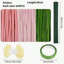 681/Pc Pink Green/Purple Green Handmade Pipe Cleaner Set, DIY Bouquet Set, Thickened And Reinforced Material, Thick And Fluffy Twistable Rods, Suitable For DIY Handicrafts, Home Decor, Holiday Gifts, Holiday Decorations - Multicolor - View 9