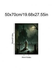 1 pieza Impresión gótica de fantasma oscuro, rosa del cementerio, fantasma en el cementerio bajo la luz de la luna, regalo ideal, adecuado para dormitorio, sala de estar, oficina, arte de pared, decoración de pared, decoración del hogar, decoración de la habitación, arte de pared en lienzo, pósteres, arte de pared con marco, marco opcional - 1 unidad - Ver 24