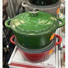 Cast Iron Casserole Pot With Lid, 24/28cm Optional, Random Colour - View 8