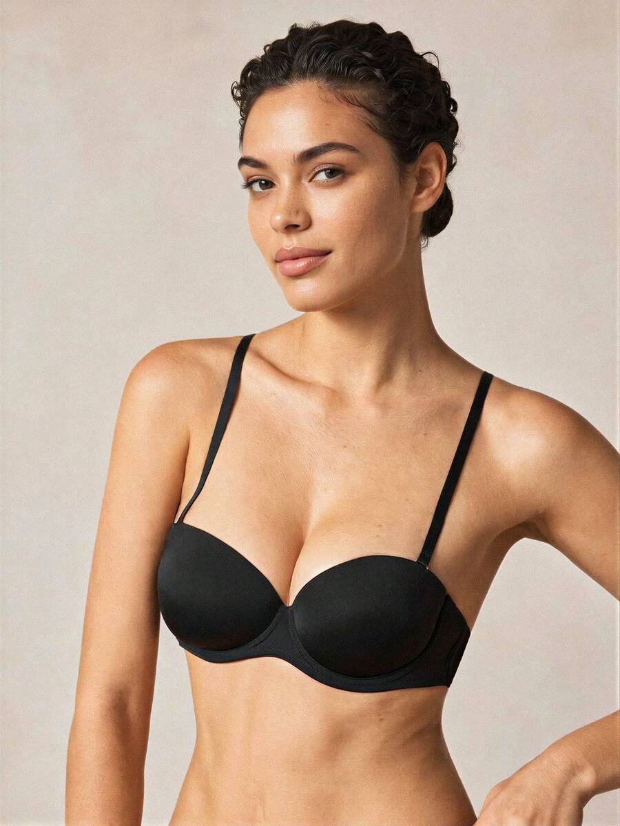 Veilyse 3pcs/Set Women's Solid Color Wireless Bras With Removable Straps For Summer - Multicolor - View 1