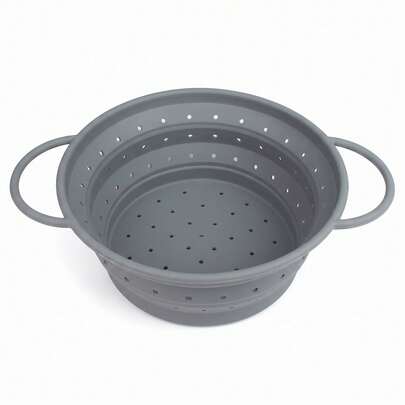 Collapsible Silicone Strainer Basket With Heat-Resistant Dual Handles, Easy To Clean Space-Saving Kitchen Tool For Vegetable And Fruit Preparation And Steaming