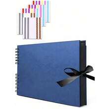 1pc 30-Page Kraft Paper Notebook, Wedding Anniversary Family DIY Scrapbook, Includes Scrapbook Stickers And Corner Protectors - D-Multicolor - View 3