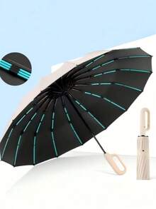 Fully Automatic Extra Large Wind-Resistant Sun & Rain Dual-Use Business Umbrella Auto Open Close Folding Umbrella With Hook Handle, Portable Wind-Resistant Hangable Umbrella, Sun Rain Dual-Use Travel Umbrella For Outdoor Daily Use - Multicolor - View 4