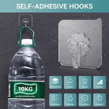 Damage-Free Adhesive Hooks, Wall Hooks For Hanging Items, Suitable For Kitchen, Bathroom, Picture Frames, Posters, Clocks And More, Easy To Tear And Stick Multi-Purpose Hooks, Practical Hooks, Easy Installation, Damage-Free Removal, Damage-Free Hanging, Streamlined Hook Design | Modern | Waterproof | Rust-Proof - Multicolor - View 7