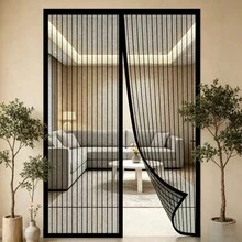 Magnetic Screen Door - Self-Sealing, Heavy Duty Striped Mesh Curtain, Suitable For Various Room And Door Types, Reliable Use, Perfect Gift, All-Season Insect Protection, Ultra-Fine Mesh Screen Door For Front/Back Door, Patio, Balcony - One - View 1