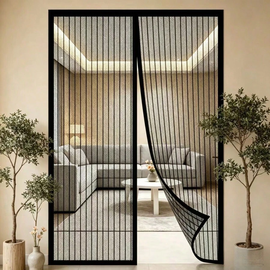 Magnetic Screen Door - Self-Sealing, Heavy Duty Striped Mesh Curtain, Suitable For Various Room And Door Types, Reliable Use, Perfect Gift, All-Season Insect Protection, Ultra-Fine Mesh Screen Door For Front/Back Door, Patio, Balcony - One - View 1