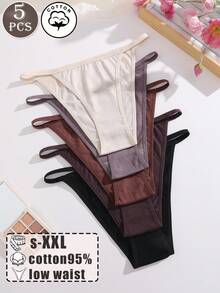 5 buah Celana Dalam Segitiga Seksi Pinggang Rendah Berbahan Katun Aneka Warna untuk Wanita, Ukuran Plus Lingerie S-XXL - MultiWarna - View 1