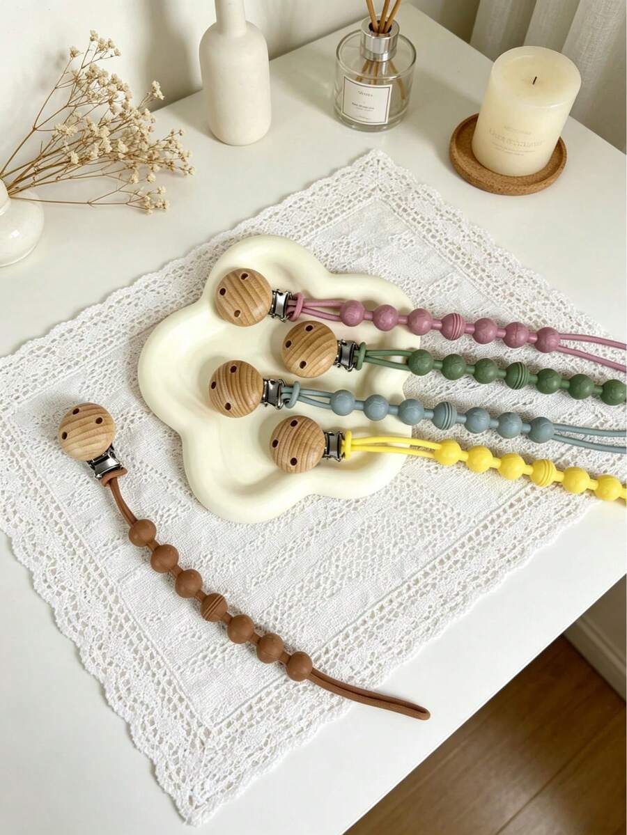 1pc Unisex Kids Colorful Silicone Pacifier Anti-Drop Chain, Multi-Function Convenient Anti-Loss Lanyard
