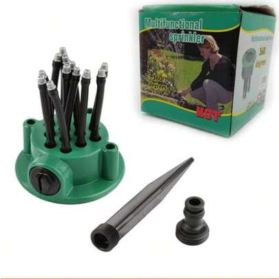 360 Degree Garden Automatic Multi-Head Sprinkler Watering Nozzle Gardening Tools Irrigation Spray Shower