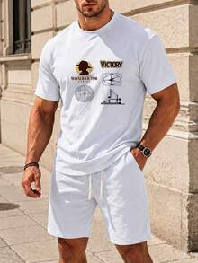 Men Minimalist Graphic Print T-Shirt Soft Cotton Tee - 白色 - 查看 1
