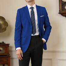 Royal Blue Men Casual Mens Jacket Slim Fit Notch Lapel Men's Sport Coats & Blazers For Wedding Concert  Graduation Season - 寶藍色 - 查看 2