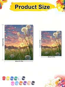 Set Dekorasi Dinding Lukisan Minyak Digital DIY Ladang Liar Matahari Terbenam Dandelion, Pemandangan Lanskap Modern Buatan Tangan, Kerajinan Lukisan, Dekorasi Rumah Dewasa, Hadiah Liburan - Set - View 5