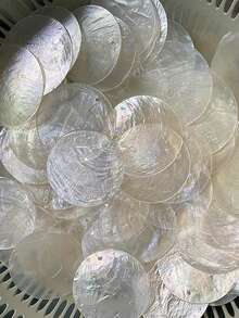50/100pcs Natural Mica Shell Slices Set, Translucent Oval Shape, Suitable For DIY Wedding, Party Decoration, Room Decoration, Bedroom Decoration, Home Decor, Wall Decoration - Multicolor - View 2